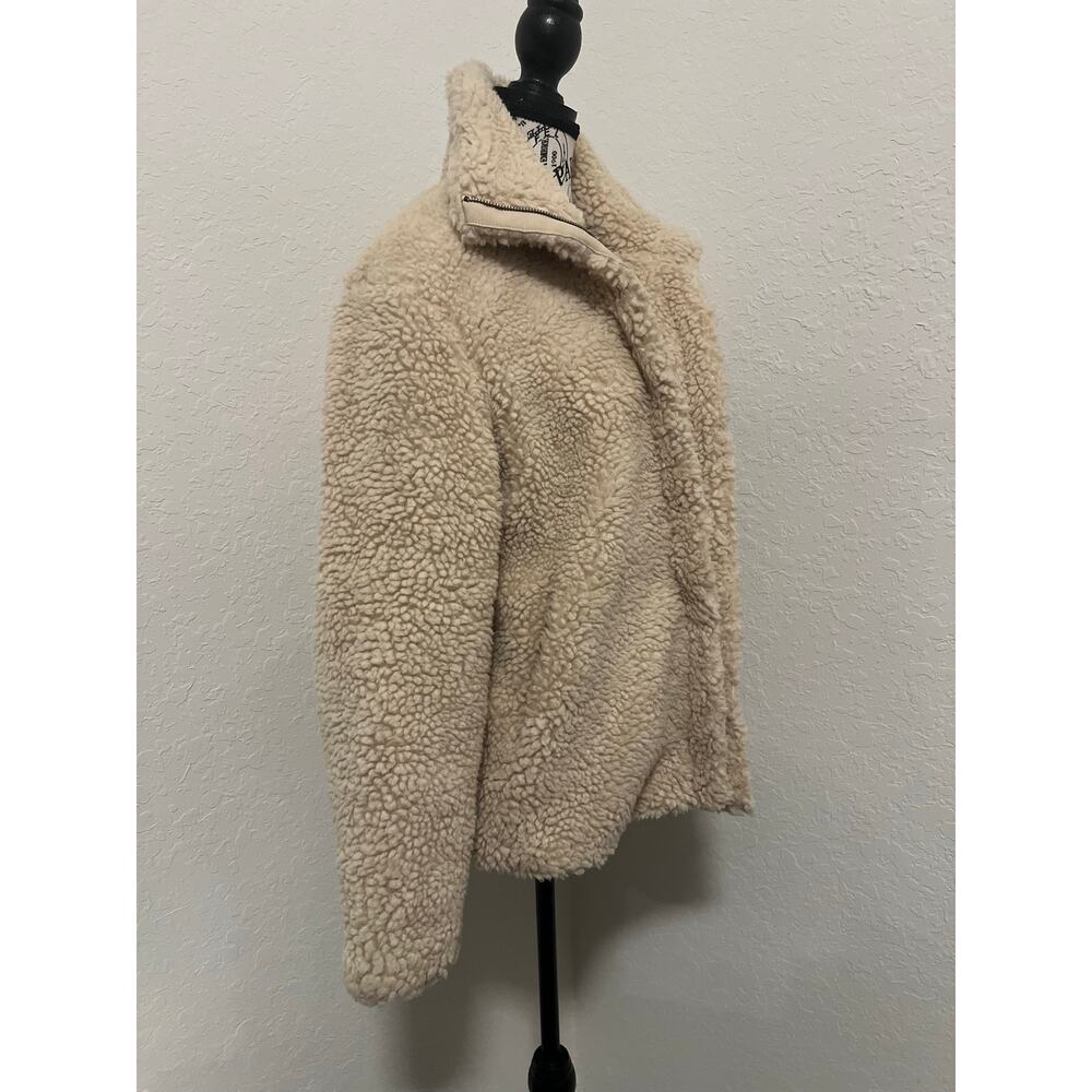 Aéropostale Solid Fuzzy Fleece Jacket Size Small Oversized Collar Pockets - Picture 2 of 8